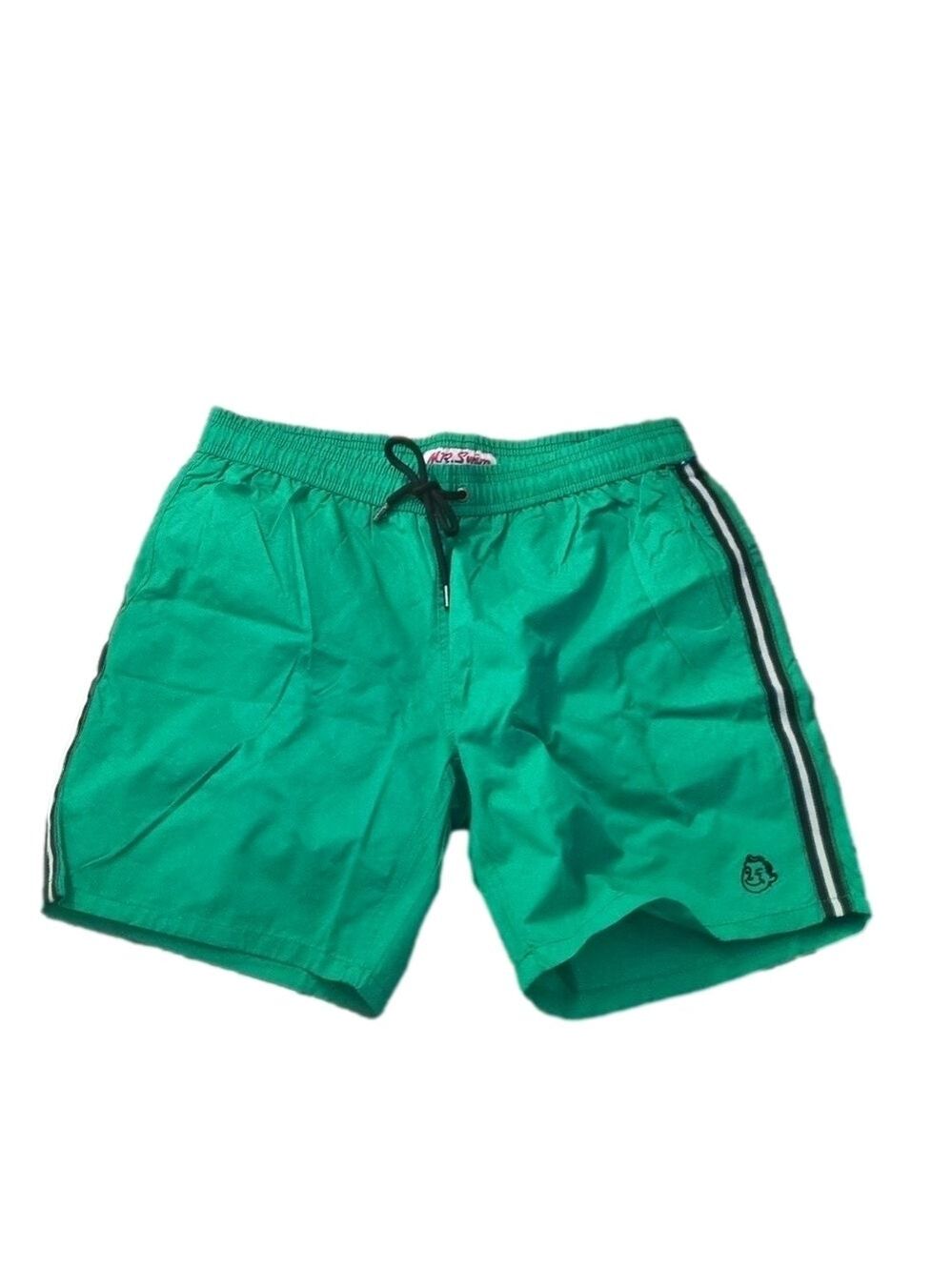 Mr. Swim solid with side tape green swim trunks  size medium